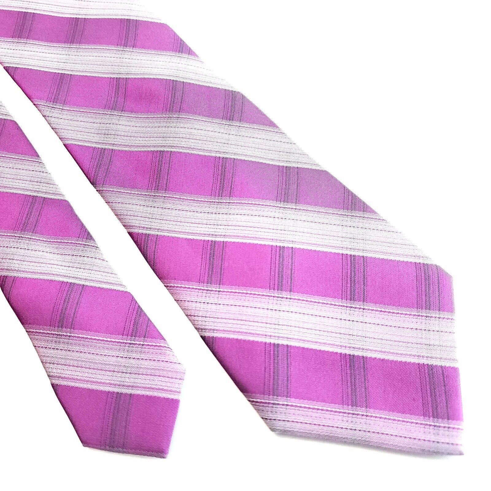 Calvin Klein Calvin Klein Pink Plaid Woven Silk Tie Size ONE SIZE - 1 Thumbnail