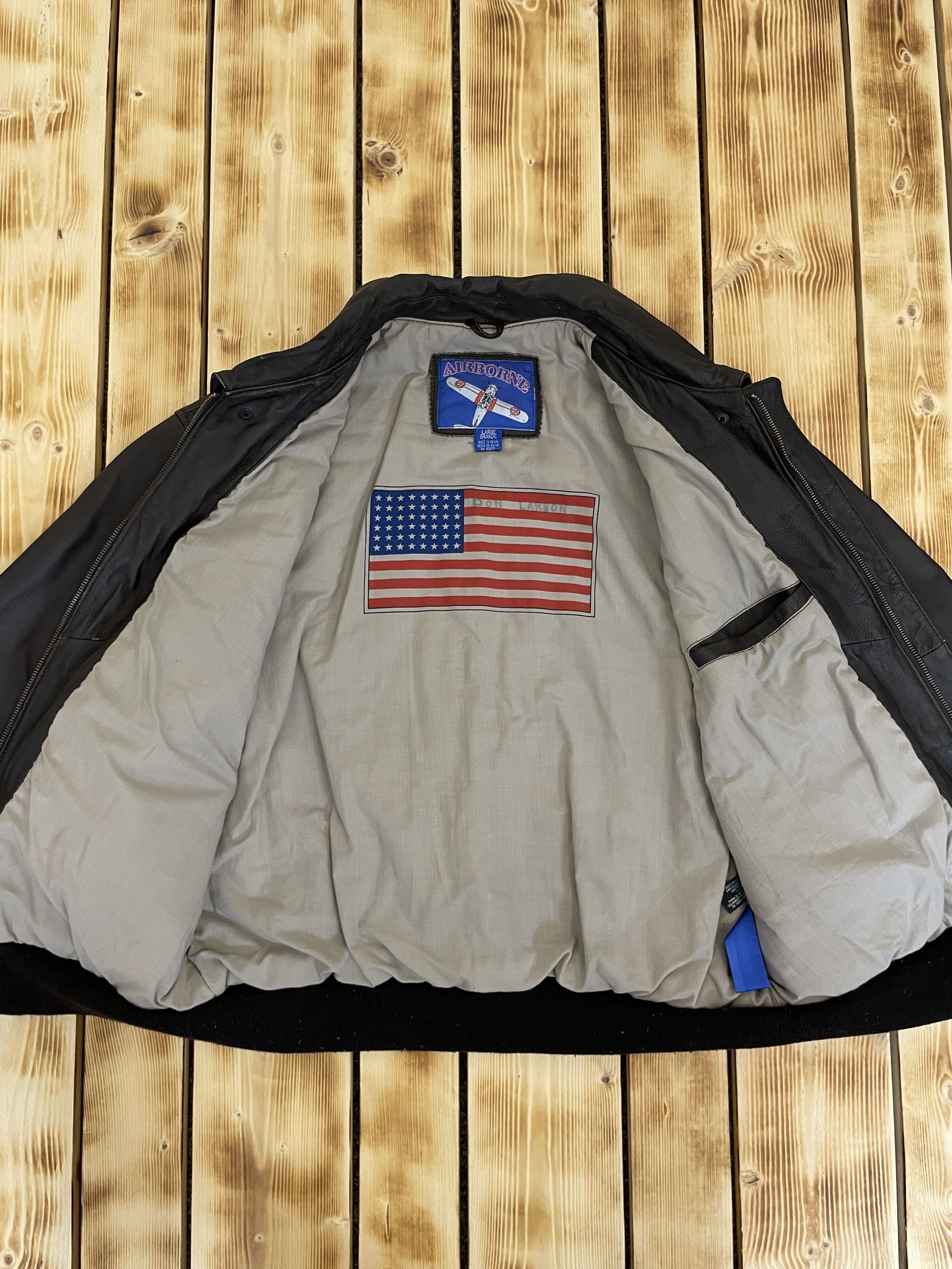 Other Vintage 90`s Airborne AirForce Genuine Leather Bomber Jacket Size US L / EU 52-54 / 3 - 17 Thumbnail