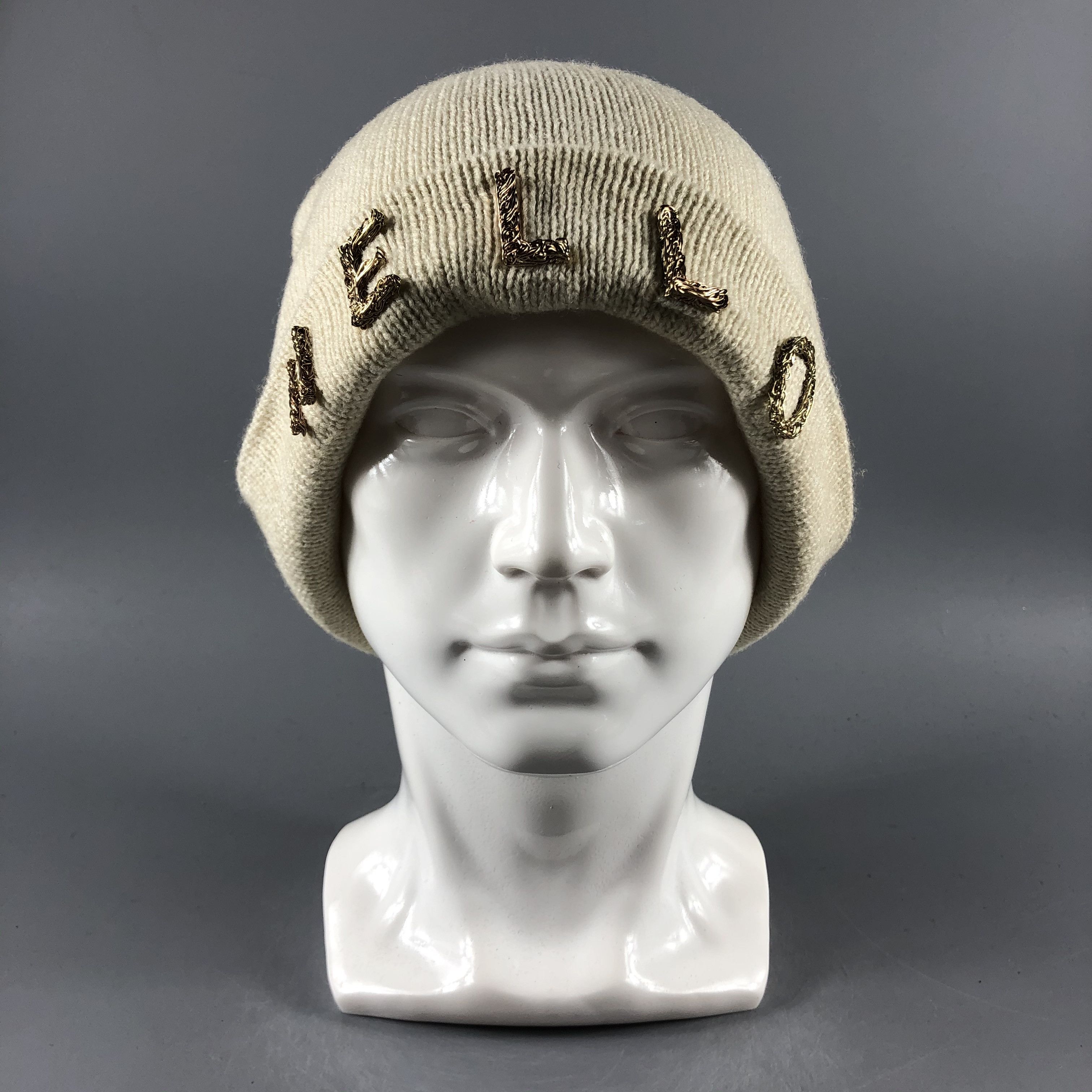 image of Vintage Hello Spellout Beanie Snow Hat Snow Cap -D815, Men's