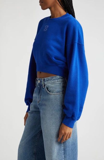 Off-White o1mle0425 Embr Mini Arrow Cropped Crewneck T-Shirt in Blue Size M / US 6-8 / IT 42-44 - 8 Thumbnail