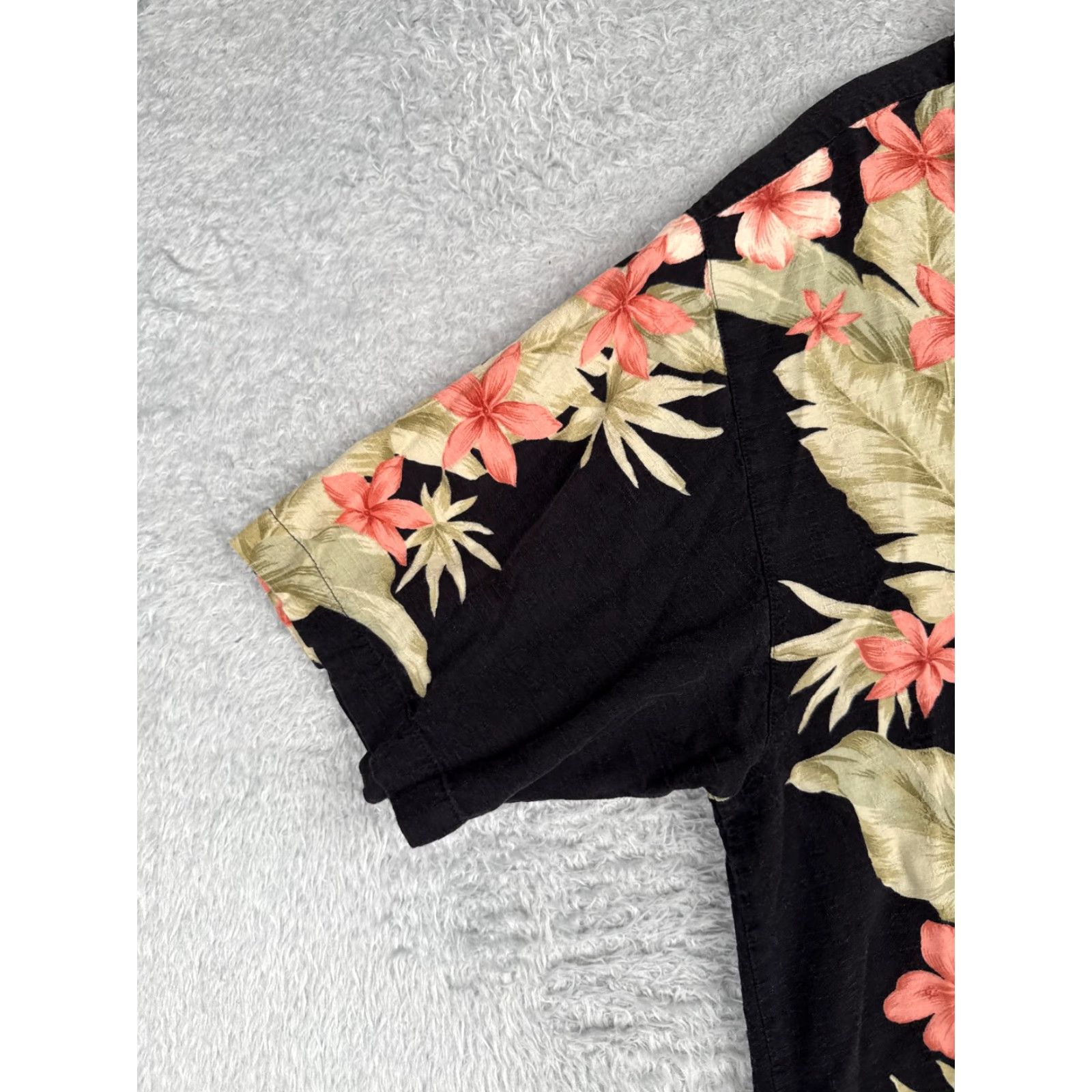 George Breakwater Shirt Men Large Black Pink Green Floral Palm Leaf 100% Rayon Pocket Size US L / EU 52-54 / 3 - 3 Thumbnail