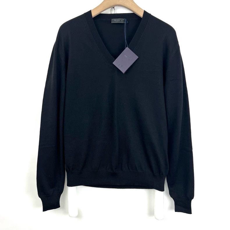 Prada Prada Black V-neck knitted sweater 2505-Nextarrow Size US M / EU 48-50 / 2 - 2 Thumbnail