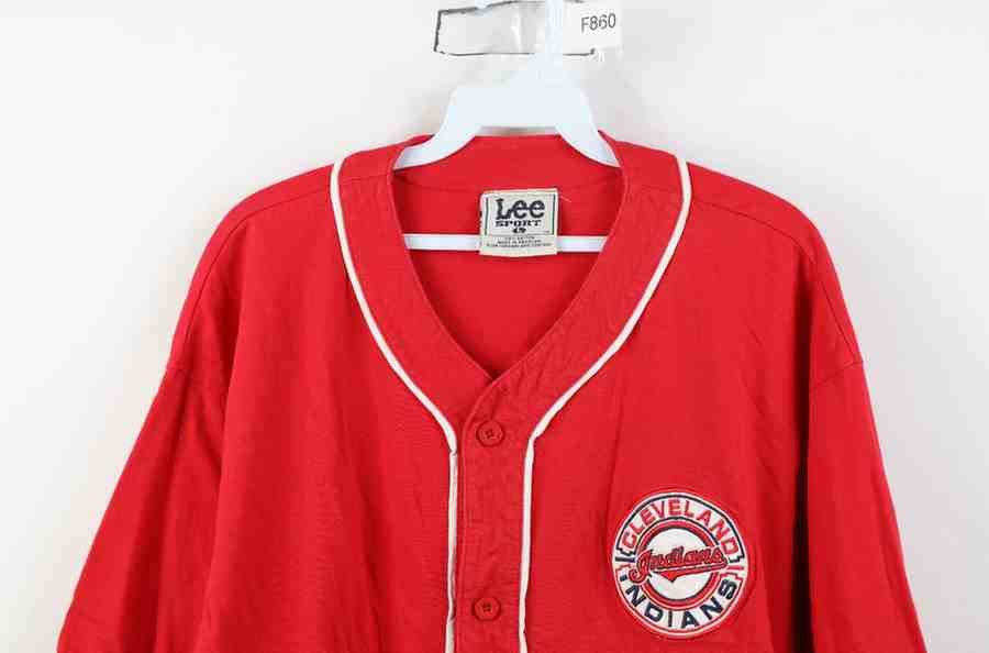 Vintage Vintage 90s Cleveland Indians Baseball Jersey Red Cotton Size US L / EU 52-54 / 3 - 2 Thumbnail