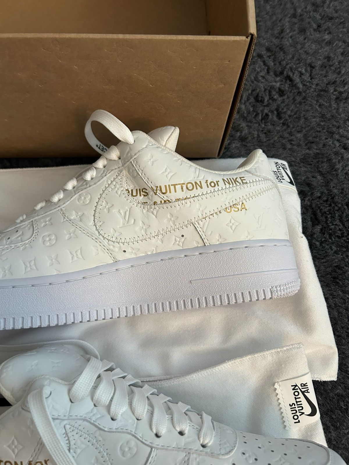 Louis Vuitton Louis Vuitton Nike White Monogram Low Top Air Force 1 Size US 9 / EU 42 - 6 Thumbnail
