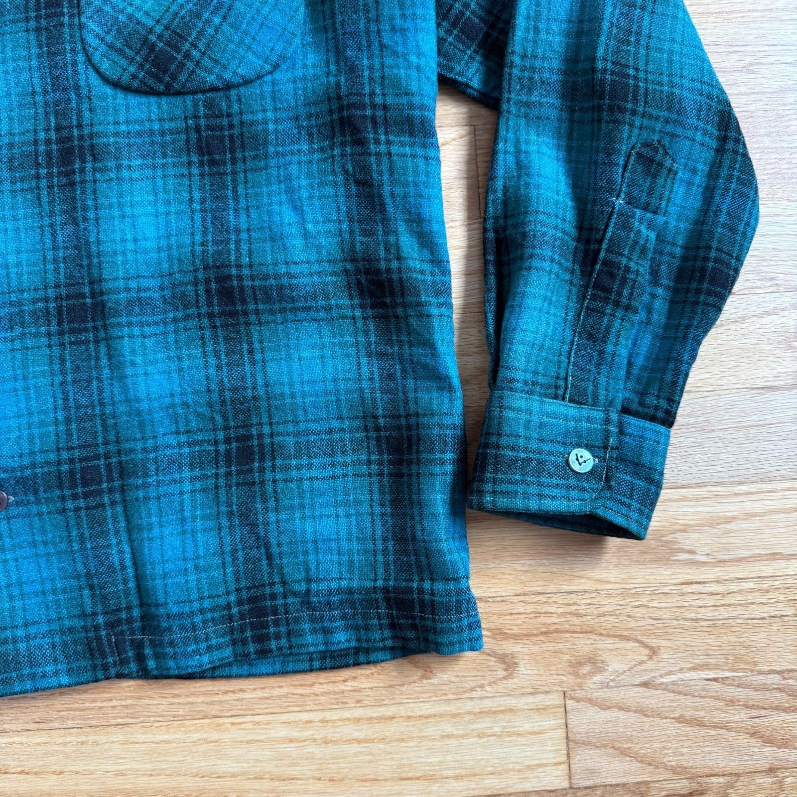 RRL Ralph Lauren Vintage 1970's Woolshire Teal Plaid Wool Flannel Size US M / EU 48-50 / 2 - 10 Thumbnail