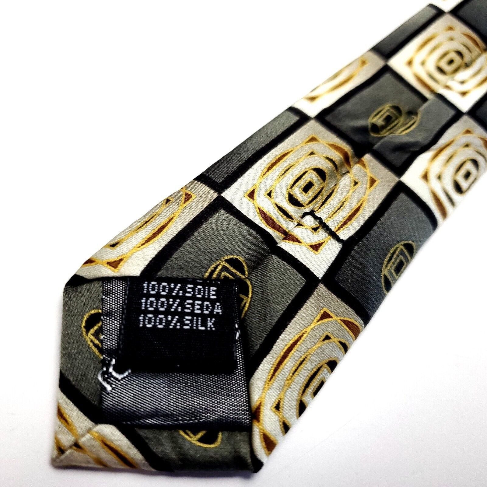Croft & Barrow Croft & Barrow Green Beige Silk Tie Woven Wide Check Size ONE SIZE - 5 Thumbnail