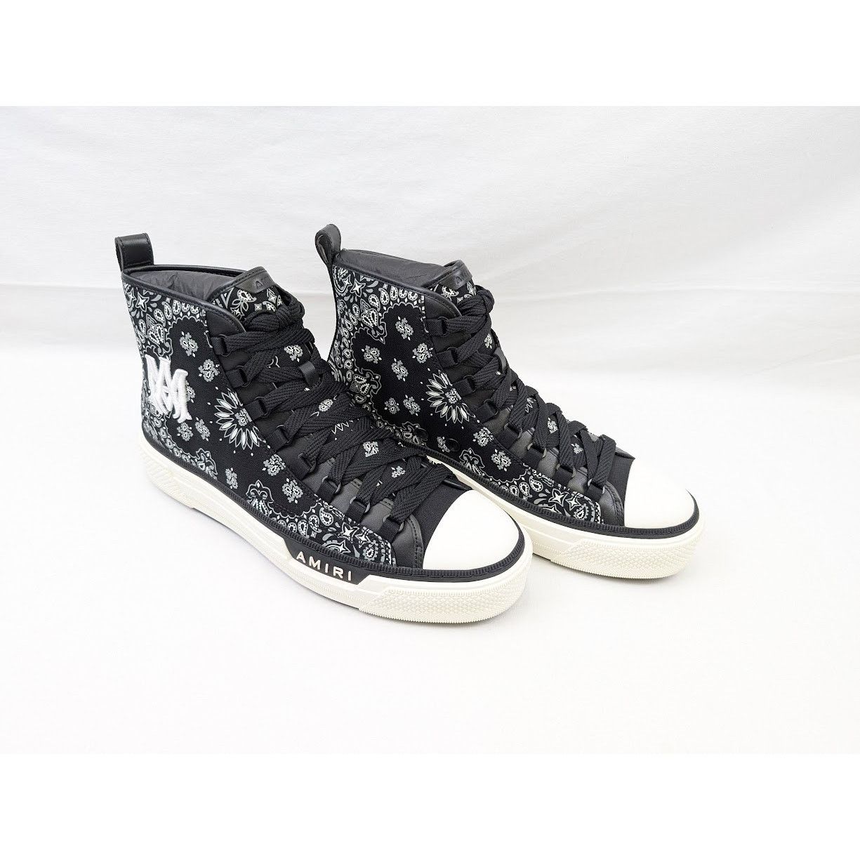Amiri o1rshd1 Bandana MA Court High-Top Sneakers in Black/White Size US 13 / EU 46 - 14 Thumbnail