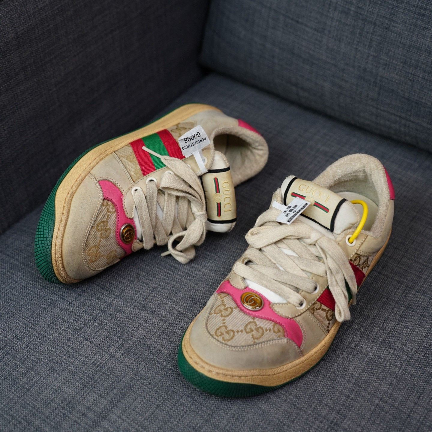 Gucci Gucci Distressed Pink Lowtop Sneakers us_6-5 Women Size US 6.5 / IT 36.5 - 1 Thumbnail