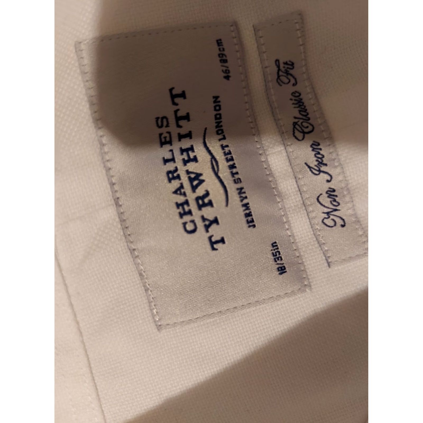 Charles Tyrwhitt Charles Tyrwhitt Dress Shirt Mens 18 35 White Button Cotton Size 48R - 3 Thumbnail