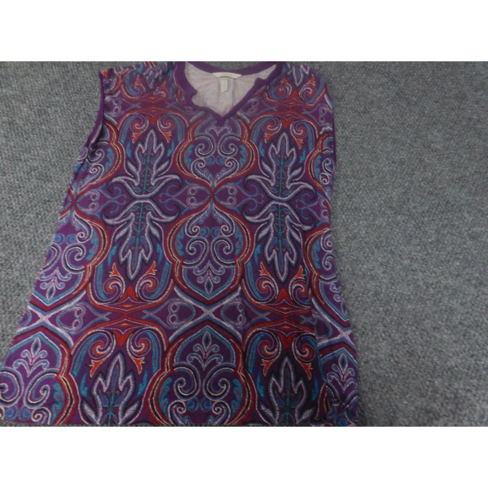 Vintage Soma Womens Blouse M Purple Stretch Solid Long Sleeve Collared Pullover Casual Cap Sleeve Ruffle Polyester Woven Regular Classic Basic Size M / US 6-8 / IT 42-44 - 3 Thumbnail