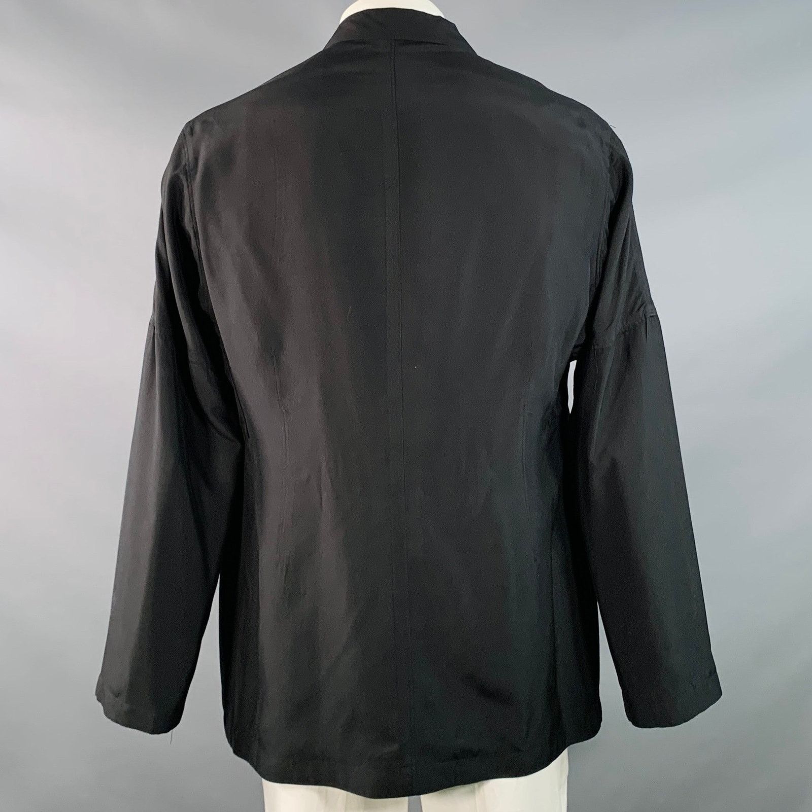 Yohji Yamamoto XL Black Silk Single Breasted Drop Shoulder Sport Coat Size 48R - 3 Thumbnail