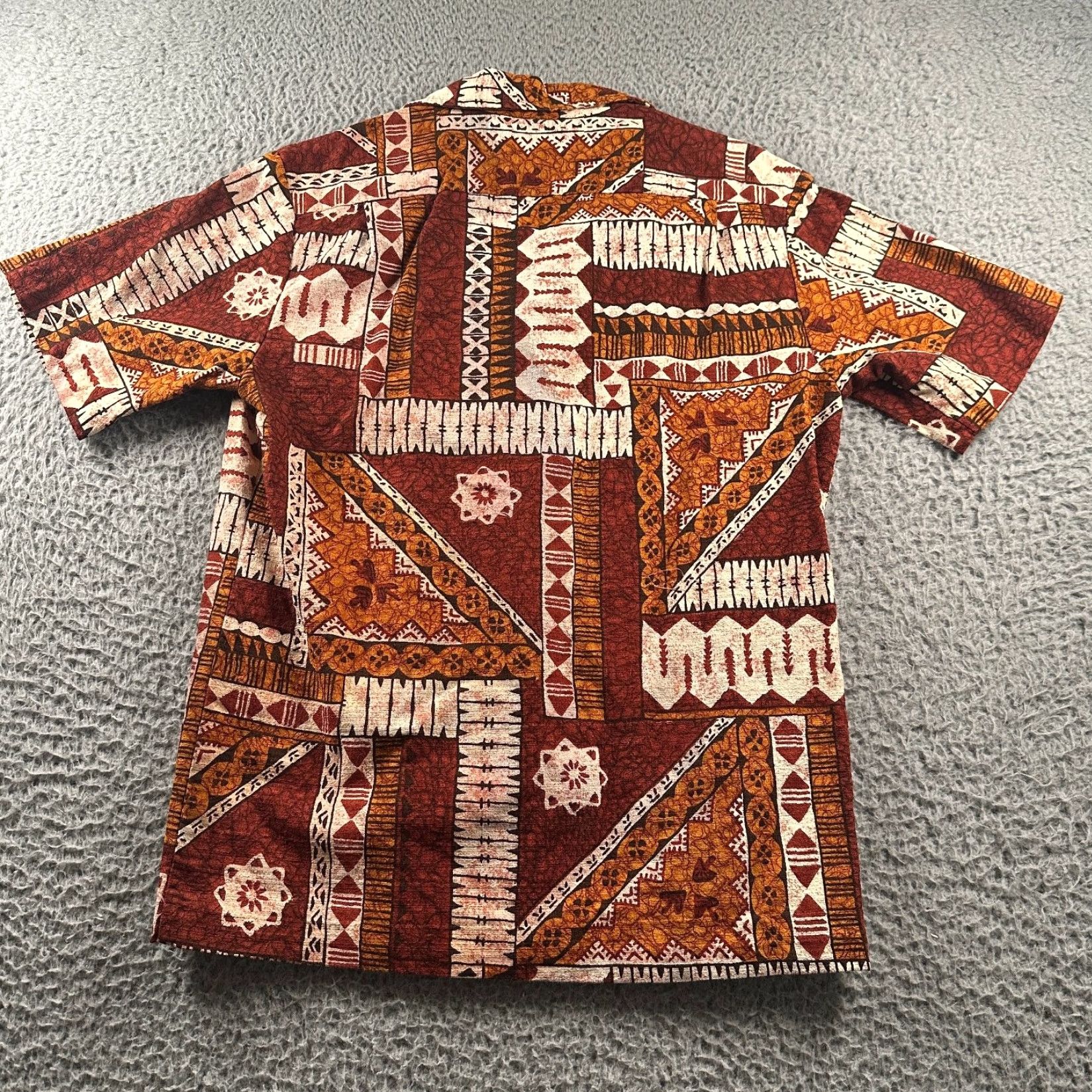 Vintage VINTAGE POMARE Hawaii Men’s Shirt Button-Up Casual 70s Classic Abstract Textured Brown Rust Orange Cream Short Sleeve Collared Chest Pocket M Size US M / EU 48-50 / 2 - 4 Thumbnail