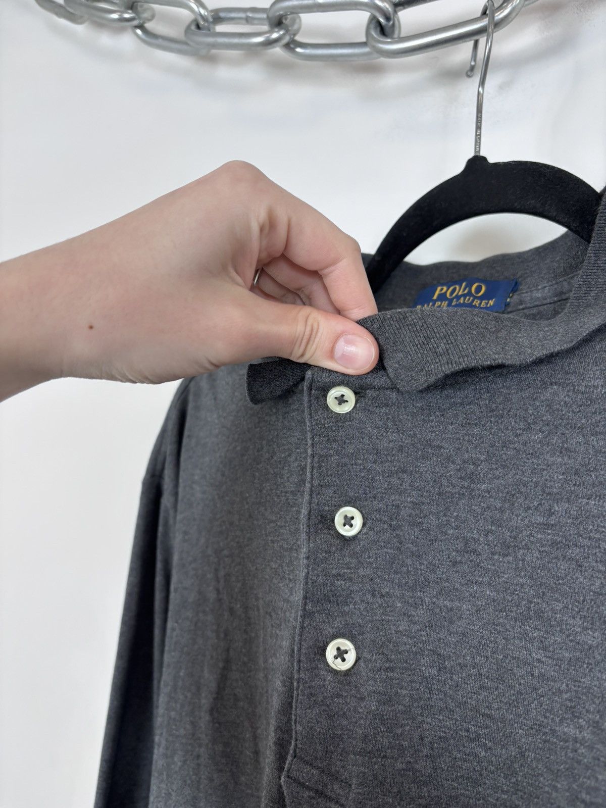 Polo Ralph Lauren Polo Ralph Lauren Men’s Slim Fit Grey Long Sleeve Polo Shirt Size US XL / EU 56 / 4 - 5 Thumbnail