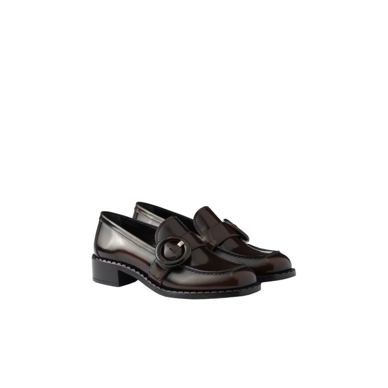 PRADA $1250 Sienna Brown Brushed Leather Loafers New & Authe