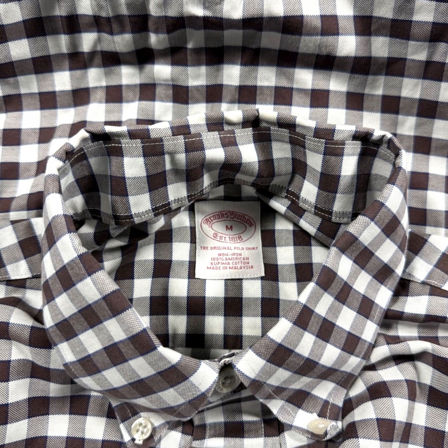 Brooks Brothers Brooks Brothers Brown Gingham Check Supima Cotton Chest Logo Button Shirt Size M Mens Size US M / EU 48-50 / 2 - 3 Thumbnail
