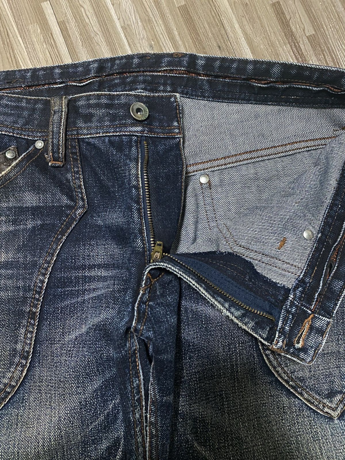 Japanese Brand 💥FLARE 90s BY N.C.F.M WASHED DISTRESS JEANS Size US 30 / EU 46 - 10 Thumbnail