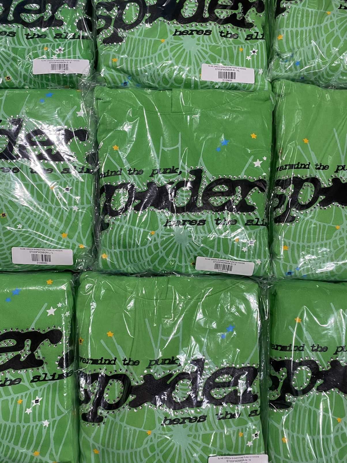 Sp5der Sp5der Punk V2 Rhinestone Hoodie Slime Green (XL) Size US XL / EU 56 / 4 - 9 Thumbnail
