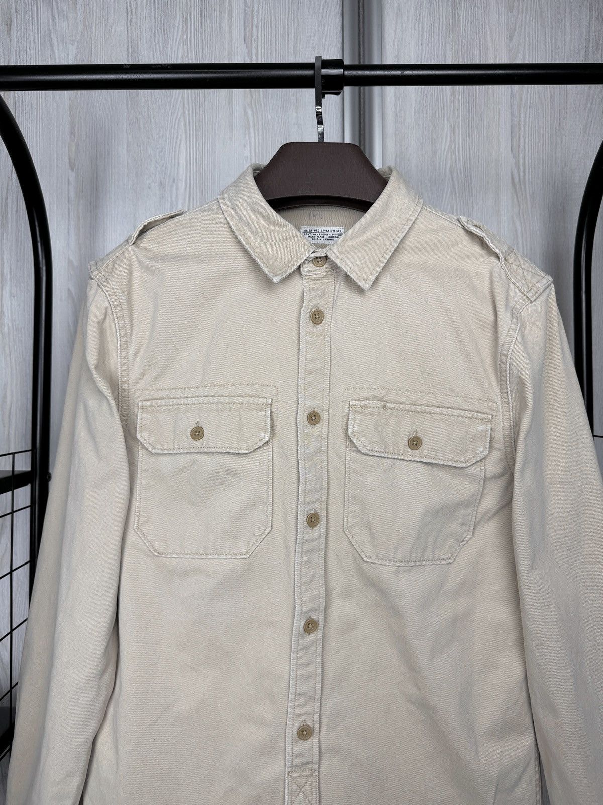 Allsaints Allsaints Spitalfields Cotton Beige Button Up Convoy Shirt L Size US L / EU 52-54 / 3 - 3 Thumbnail