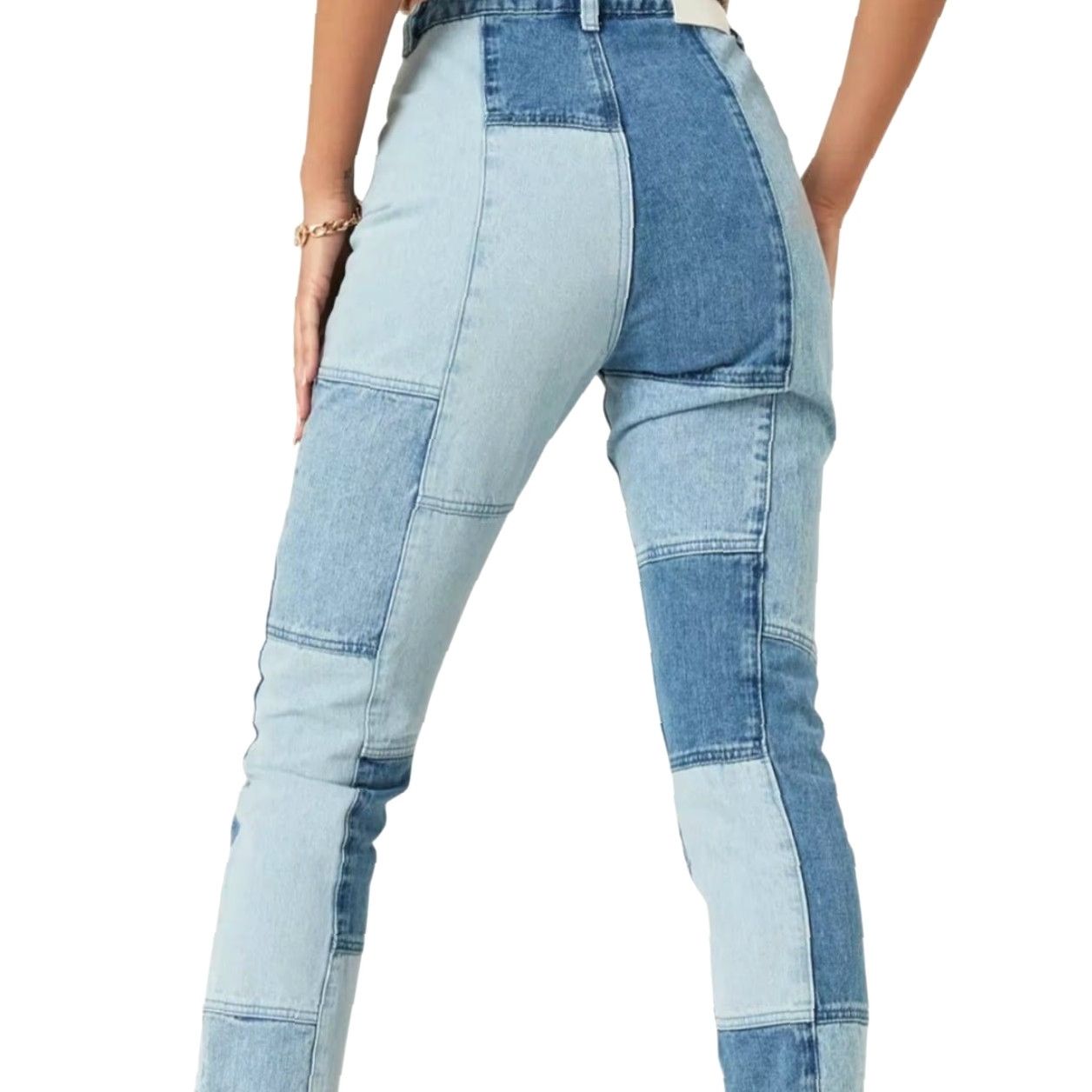 Missguided Missguided Blue Patchwork Denim High Rise Slim Straight Leg Jeans 6 Womens Jeans B blue patchwork denim high rise slim straight leg Size 28" / US 6 / IT 42 - 7 Thumbnail