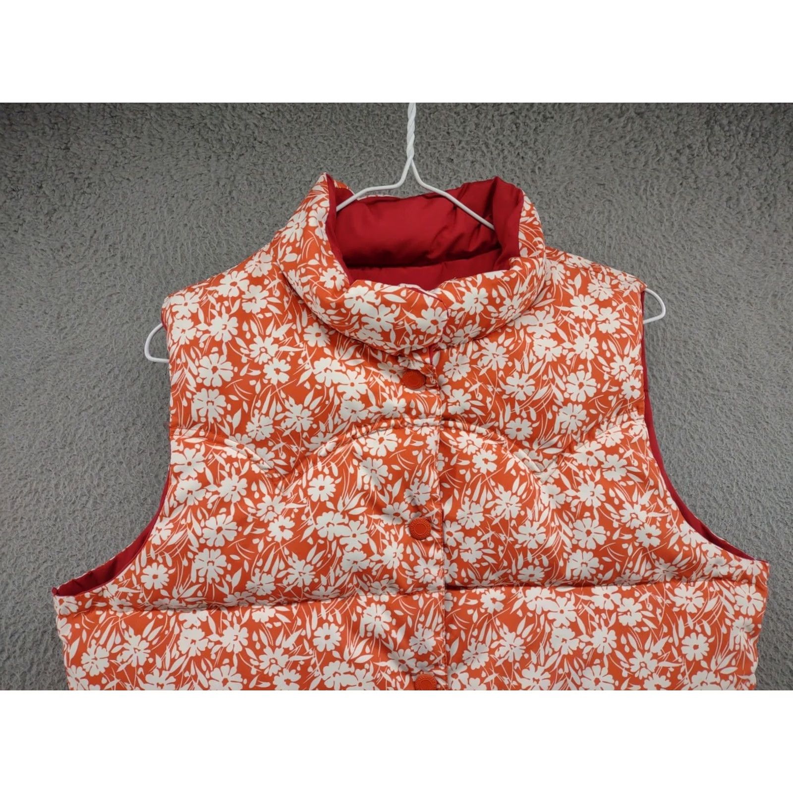 American Eagle Outfitters American Eagle Reversible Puffer Quilt Puff Floral Snap Vest Orange Full Zip Shirt Womens M Multicolor 90s? Size M / US 6-8 / IT 42-44 - 3 Thumbnail