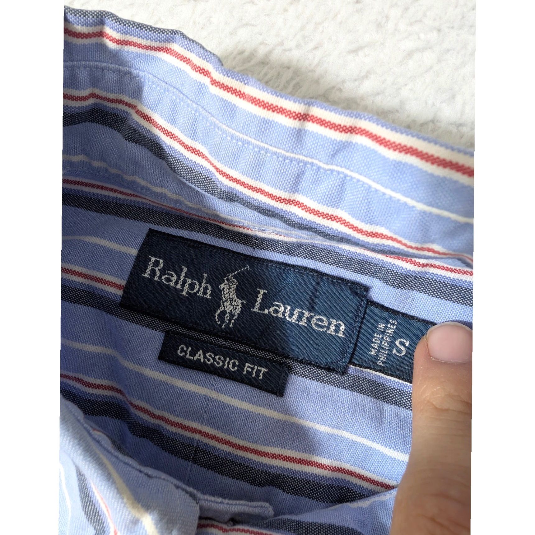 Ralph Lauren Ralph Lauren Button-Down Shirt Mens Sm Blue Striped Classic Fit Short Sleeve Multicolor Embroidered Pony Ballpoint Button-Up Shirt Size US S / EU 44-46 / 1 - 4 Thumbnail