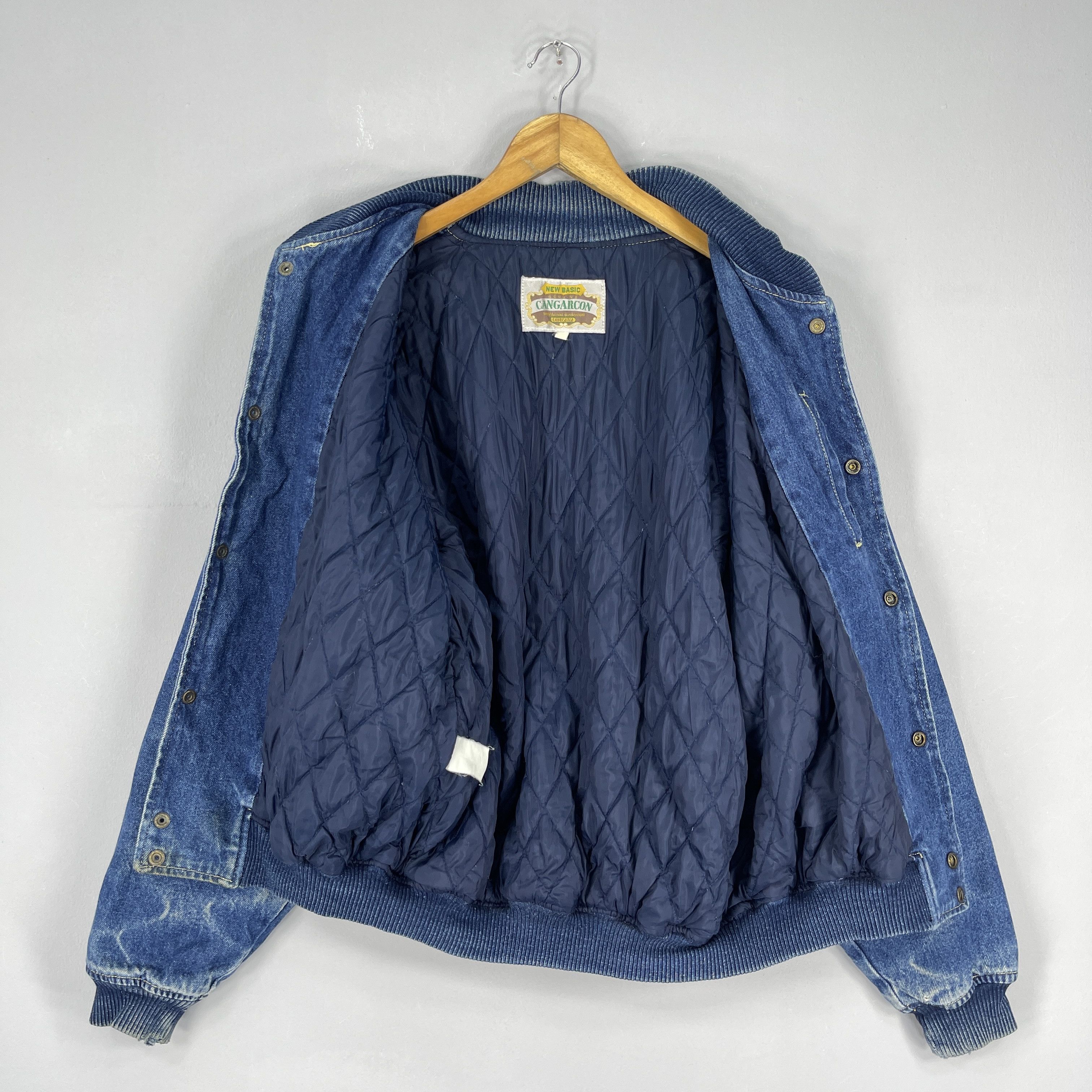 Vintage Vintage 1990s CANGARCON Bomber Style Denim Jacket Size US L / EU 52-54 / 3 - 10 Thumbnail
