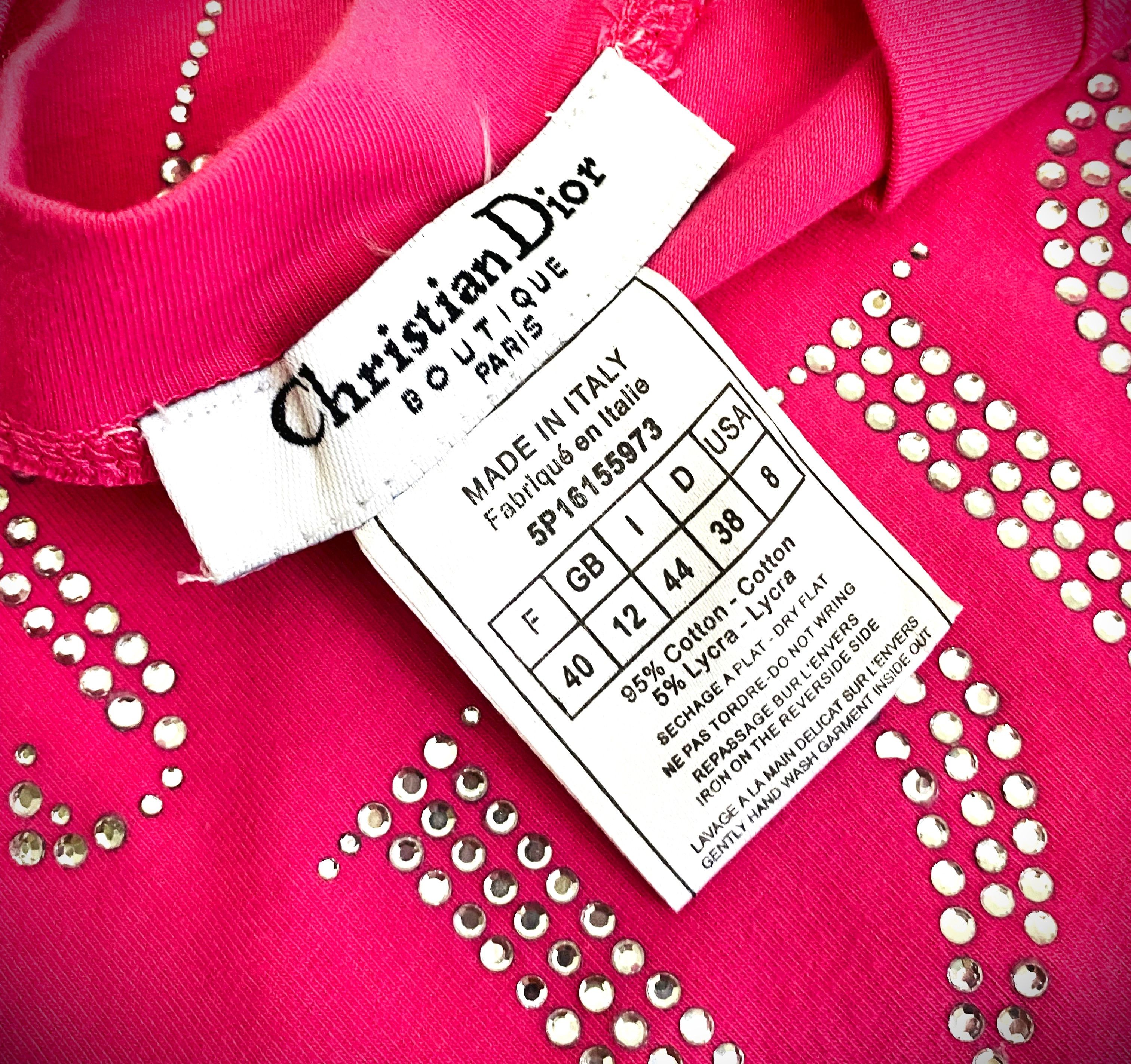 Dior Christian Dior 1947 J'adore Strass Rhinestone Pink Tee Top Size S / US 4 / IT 40 - 8 Thumbnail