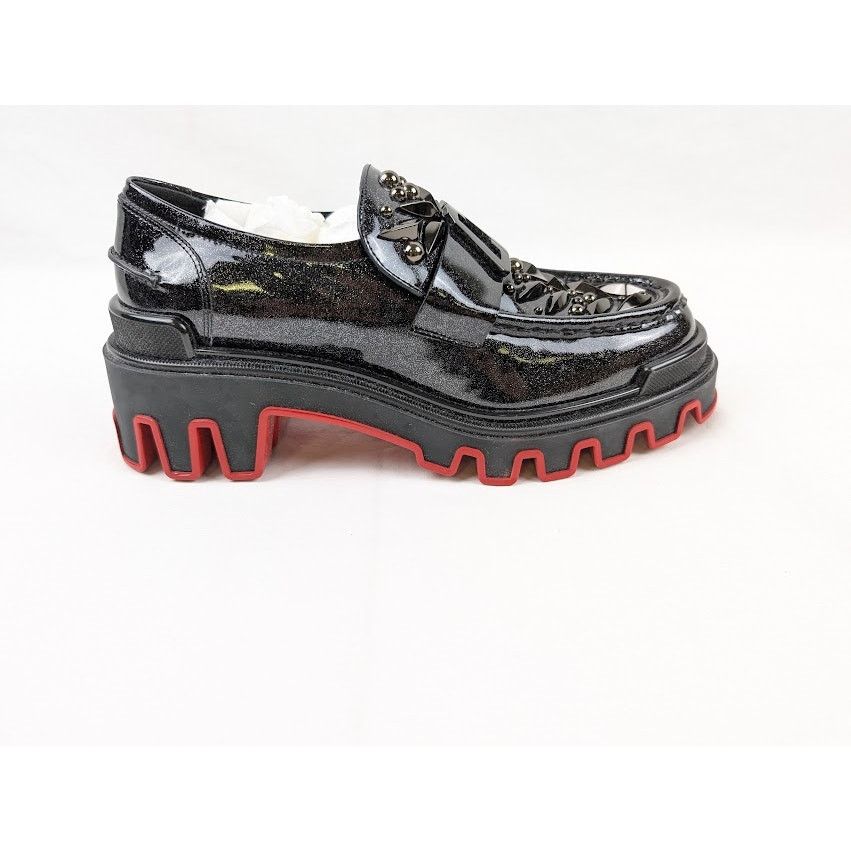 Christian Louboutin o1rshd1 The Amazing Loubi Flat Shoes Black/BK Gun/Lin Cosmos Size US 8 / EU 41 - 1 Thumbnail
