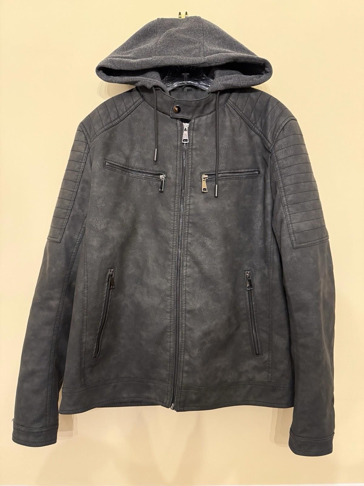 Levi's Men’s Hooded Faux Leather Motorcycle Jacket Grey L Size US L / EU 52-54 / 3 - 2 Thumbnail