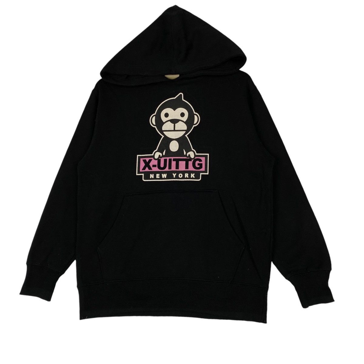 Vintage Vintage X-Uittg Printed Hoodie Black Pullover Jumper Size M Size US M / EU 48-50 / 2 - 2 Thumbnail
