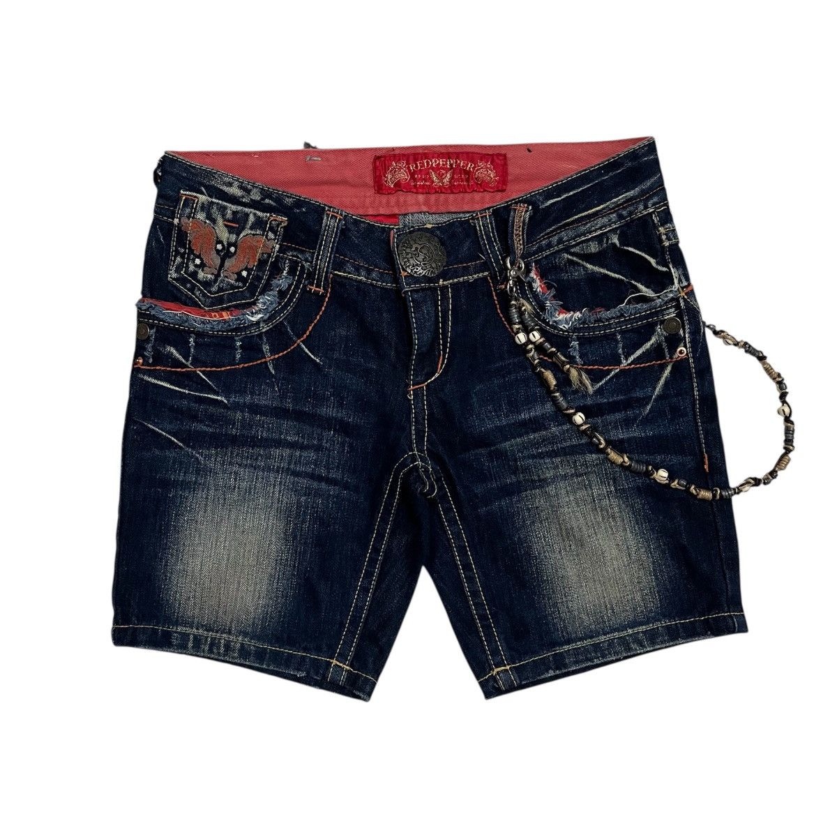 Hysteric Glamour Red Pepper Shorts Jeans Wing Embroidery Punk Denim Grunge Size 27" / US 4 / IT 40 - 2 Thumbnail