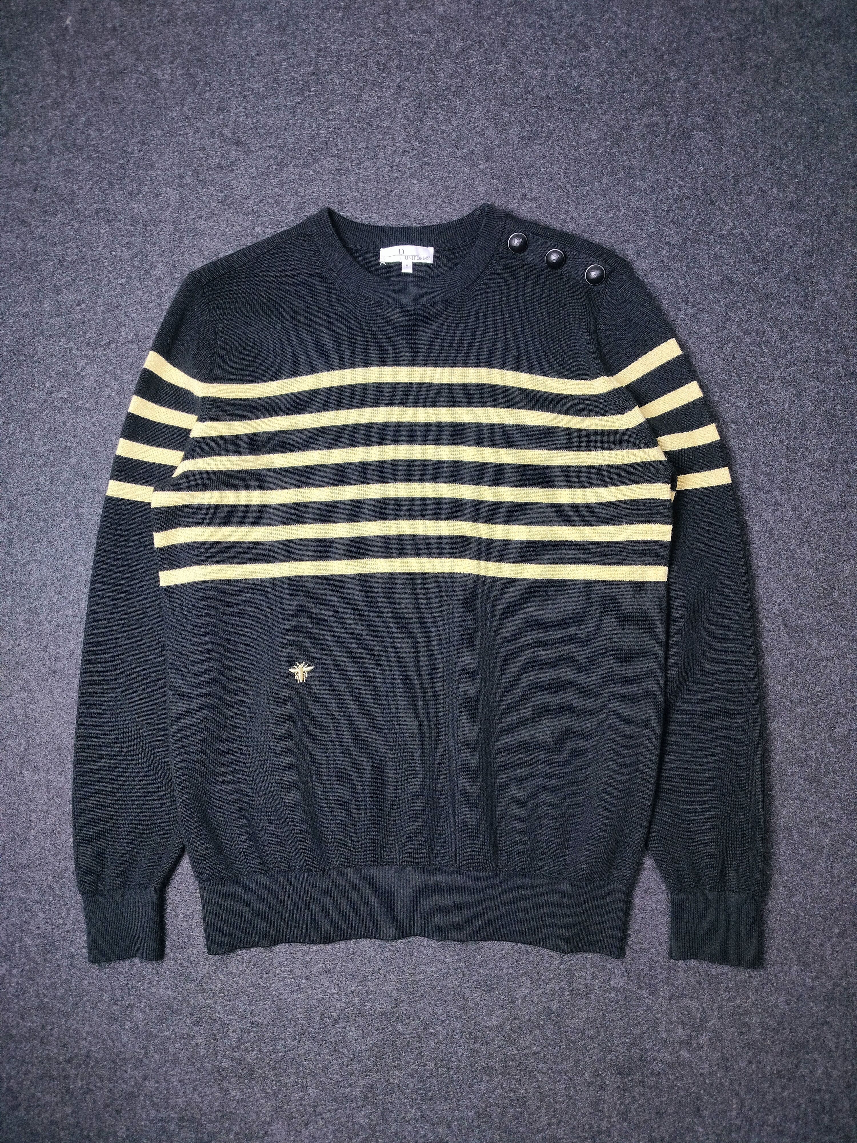 Dior Christian Dior Uniform Bee Logo Stripe Wool Knit Sweater Size US M / EU 48-50 / 2 - 1 Thumbnail