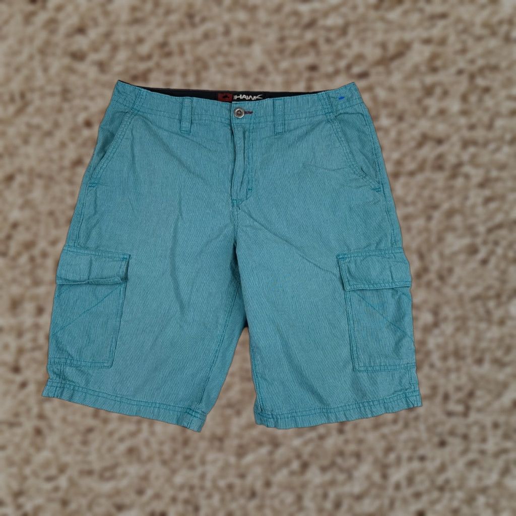 Vintage HAWK ONeill Shorts Men 33 Green Stripe Cargo Regular Cargo Shorts 100% Cotton Beach Vintage No Size US 33 - 1 Thumbnail