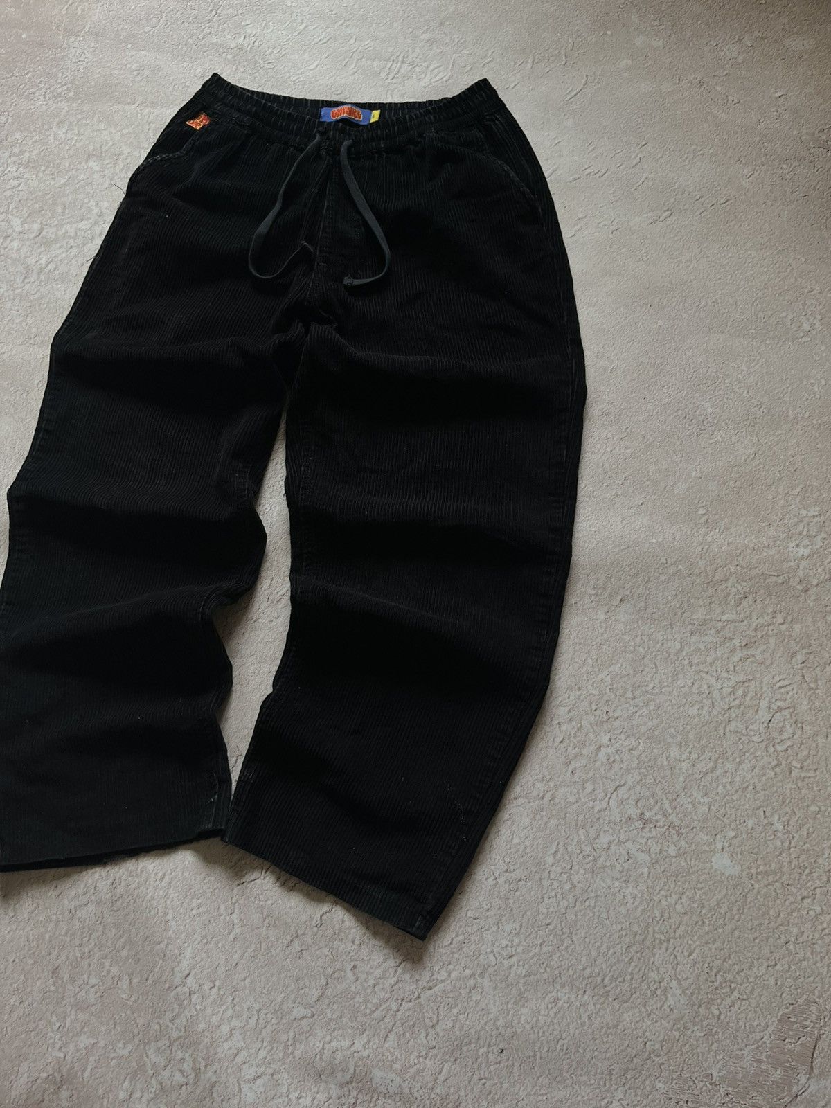 Empyre Empire Black Loose Fit Drawstring Corduroy Pant Distresed Y2 Size US 31 - 2 Thumbnail