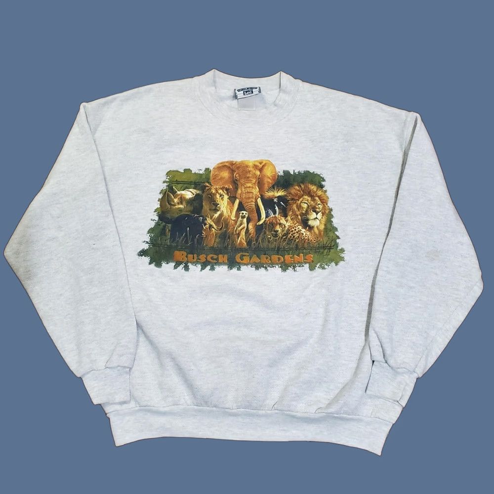 Lee Lee Sweatshirt Mens 2XL Gray Busch Gardens Animal Graphic Fleece Pullover Size US XXL / EU 58 / 5 - 1 Thumbnail