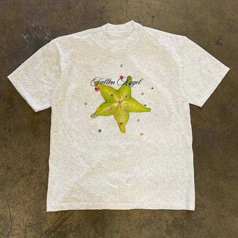 Japanese Brand Grey casual retro starfruit print t-shirt Size US M / EU 48-50 / 2 - 1 Thumbnail