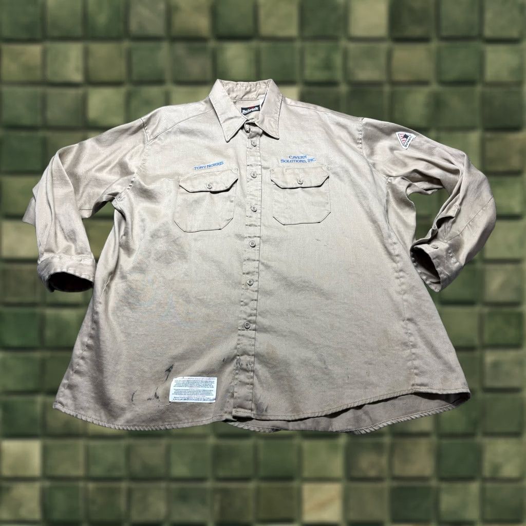 Vintage Bulwark FR Shirt Mens XXL Fire Resistant Work Button Cotton Workwear Size US XXL / EU 58 / 5 - 1 Thumbnail