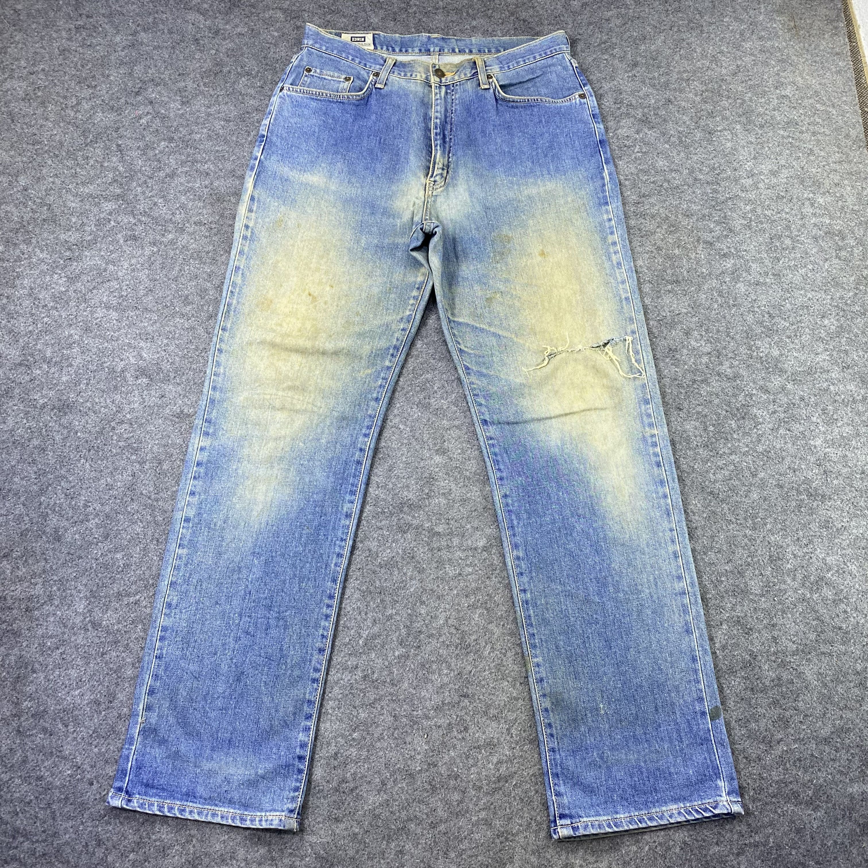 Edwin Vintage Edwin 434 Distress Blue Wash Denim-J1185 Size US 32 / EU 48 - 2 Thumbnail