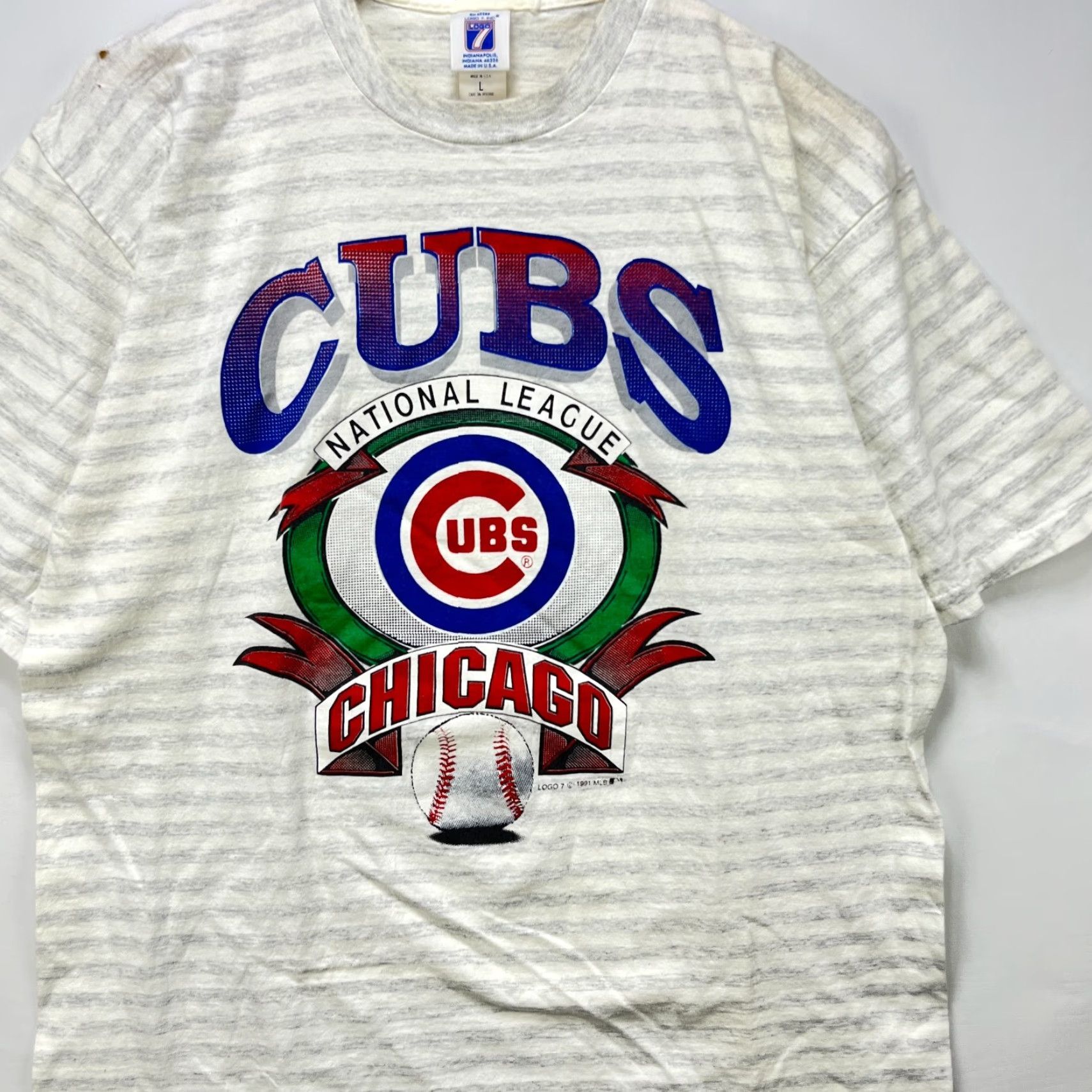 MLB VINTAGE 90s Chicago Cubs Single Stitch T-Shirt MLB Logo Large White Mens Size US L / EU 52-54 / 3 - 3 Thumbnail