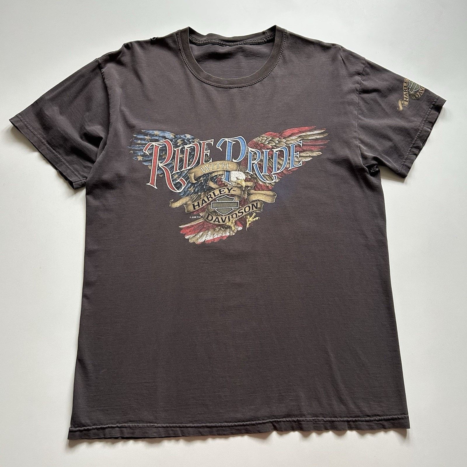 Harley Davidson × Vintage Vintage Harley Davidson Shirt Large Faded Black Eagle Rare Size US L / EU 52-54 / 3 - 1 Thumbnail