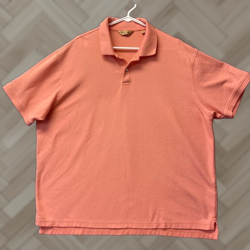 Vintage GOLD LABEL Polo Shirt Casual Men 2XL Short Sleeve Peach 100% Cotton Regular Collar Polo Shirt Mens Size US XXL / EU 58 / 5 - 1 Thumbnail