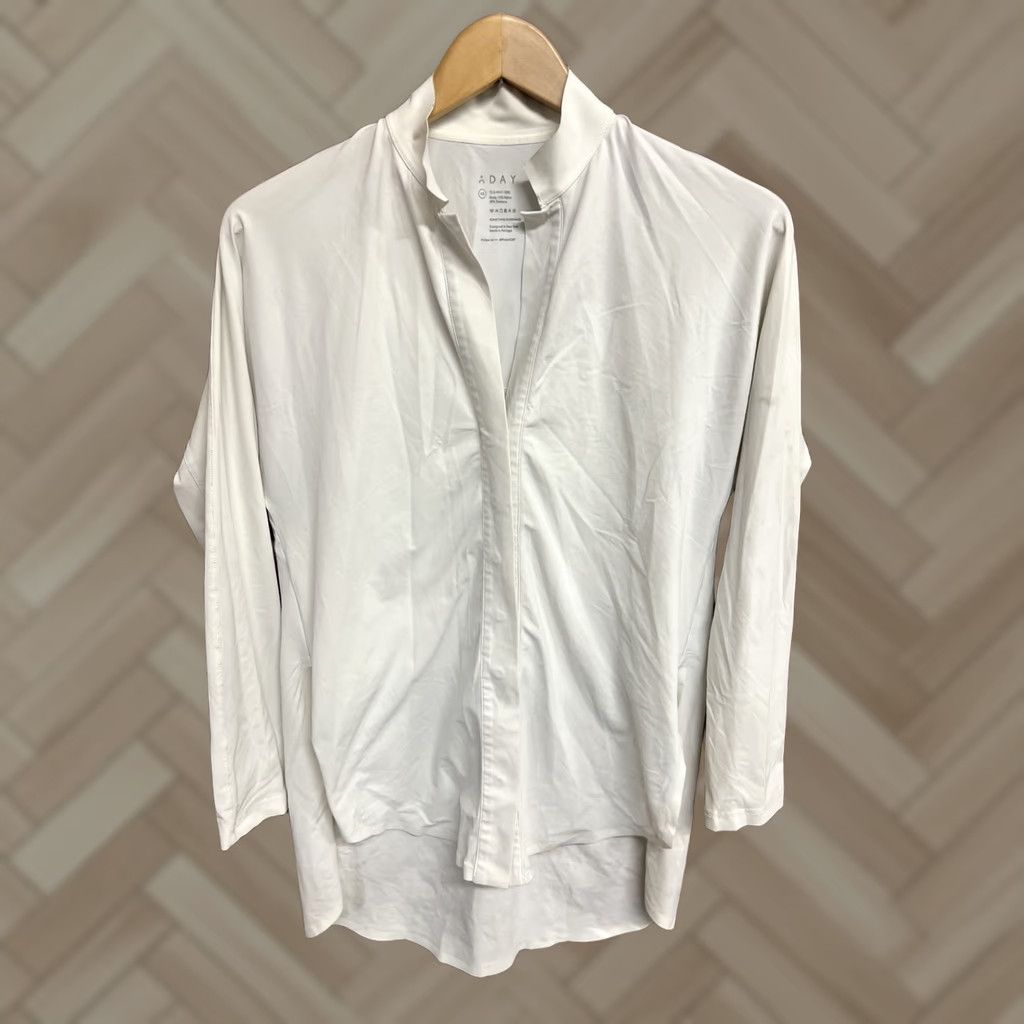 Vintage Aday Womens Shirt XS White Long Sleeve V Neck Sheer Pullover Blouse Size XS / US 0-2 / IT 36-38 - 1 Thumbnail