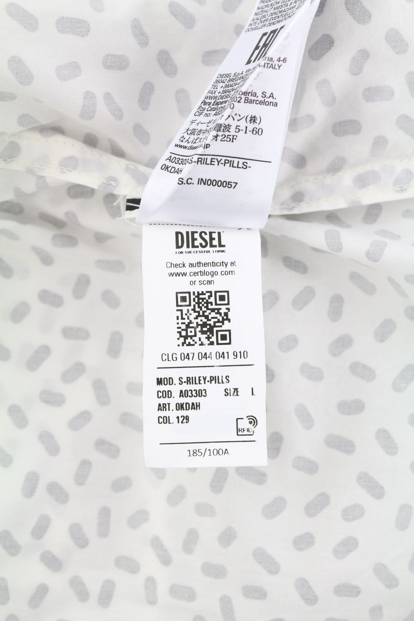 Diesel S-RILEY-PILLS L Patterned Spread Light 40520 Size US L / EU 52-54 / 3 - 8 Thumbnail