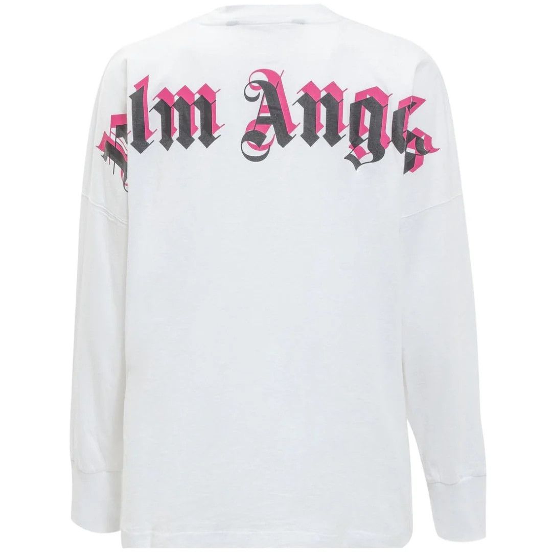 Palm Angels o1w1db10824 Double Logo T-Shirt in White/Fuschia Size US S / EU 44-46 / 1 - 6 Thumbnail