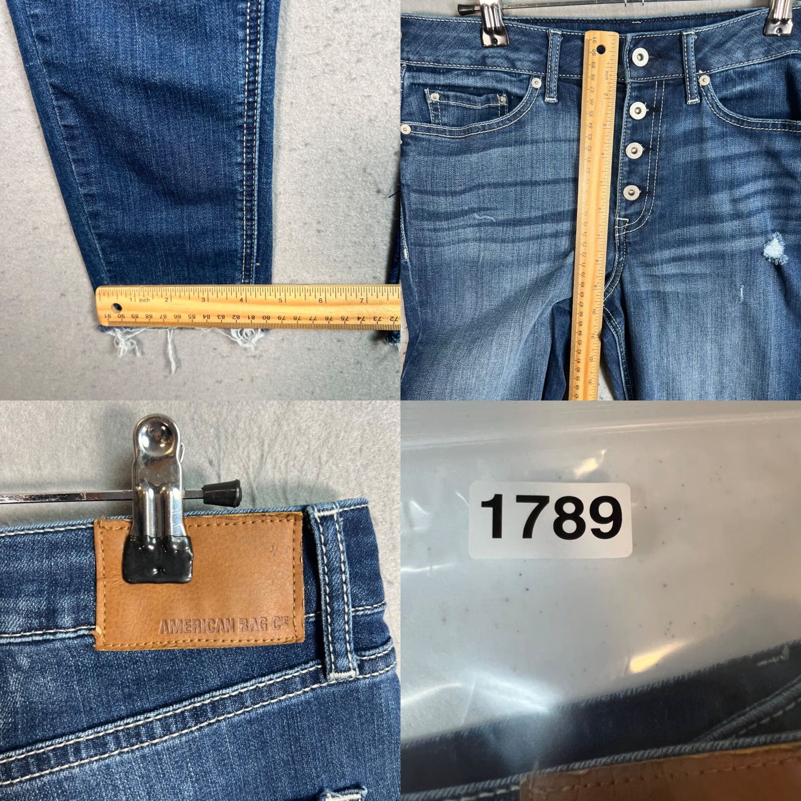 Vintage VINTAGE American Rag Cie Womens Jeans Skinny Distressed Blue High-Rise Button Fly 7 Mens? Size 28" / US 6 / IT 42 - 8 Thumbnail