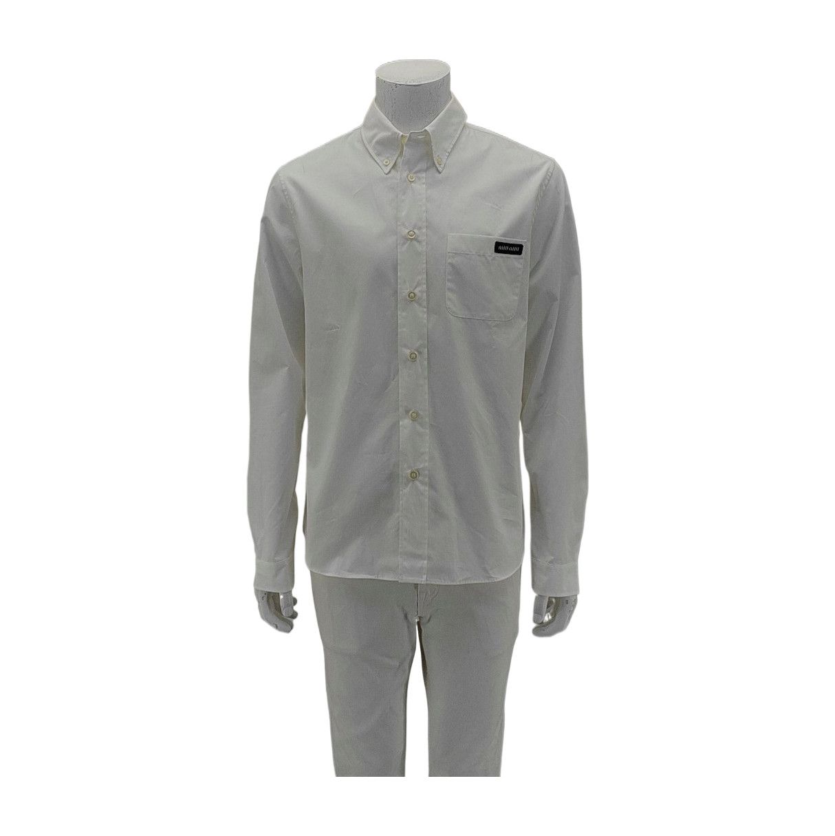 Miu Miu Miu Miu Logo Patch Cotton Button Up Shirt Size M Size US XXS / EU 40 - 1 Thumbnail