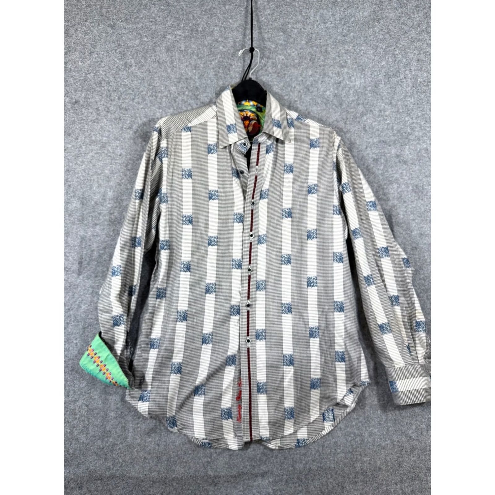 Robert Graham Robert Graham Dress Shirt Mens M Black White Houndstooth Embroidered Flip Cuff Long Sleeve Size 40R - 3 Thumbnail