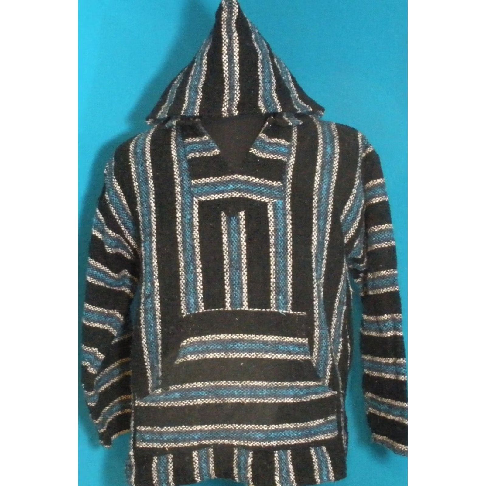 Sunspel Sunspecs Hooded Pullover Poncho Baja Multicolor Stripe Adult S/M Mens Hoodie Pullover Hippie Hipster Surfer Beach Outdoor Colorful Size US S / EU 44-46 / 1 - 2 Thumbnail