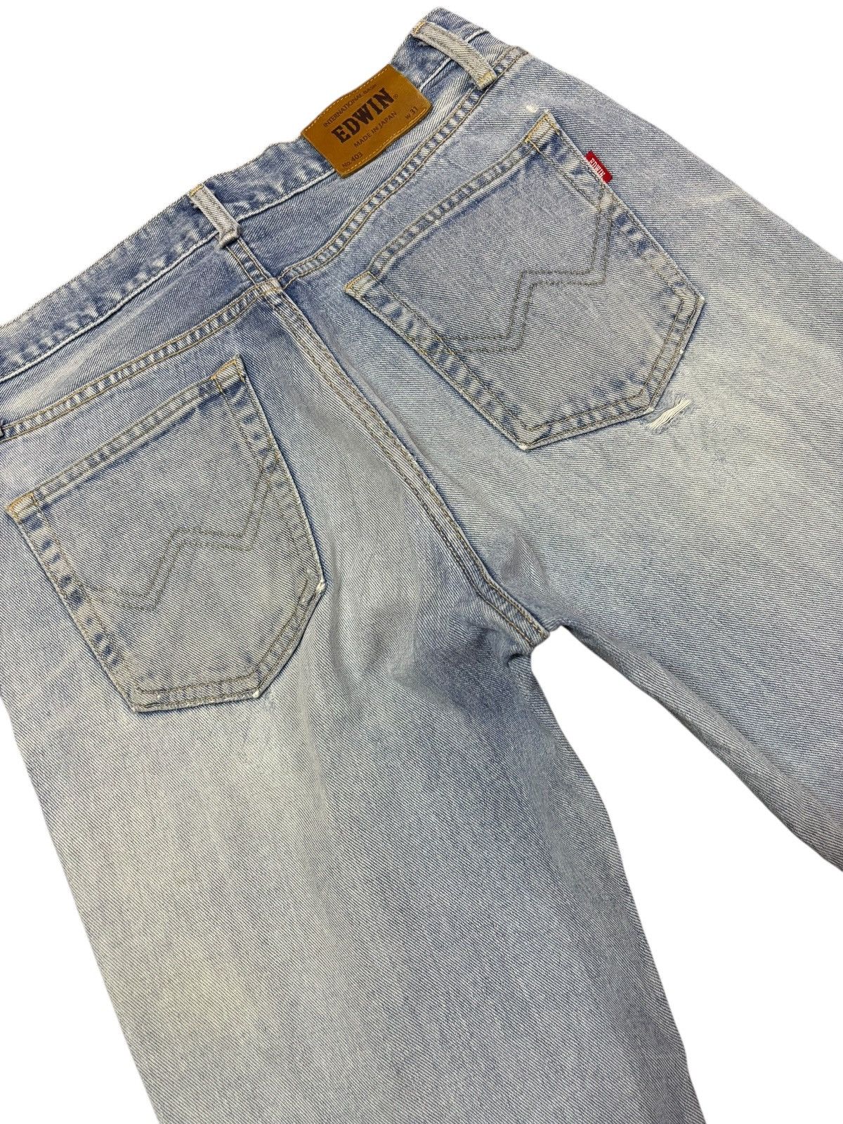 Edwin Vtg Edwin Japan 403 Blue Washed Distressed Jeans Size US 30 / EU 46 - 6 Thumbnail
