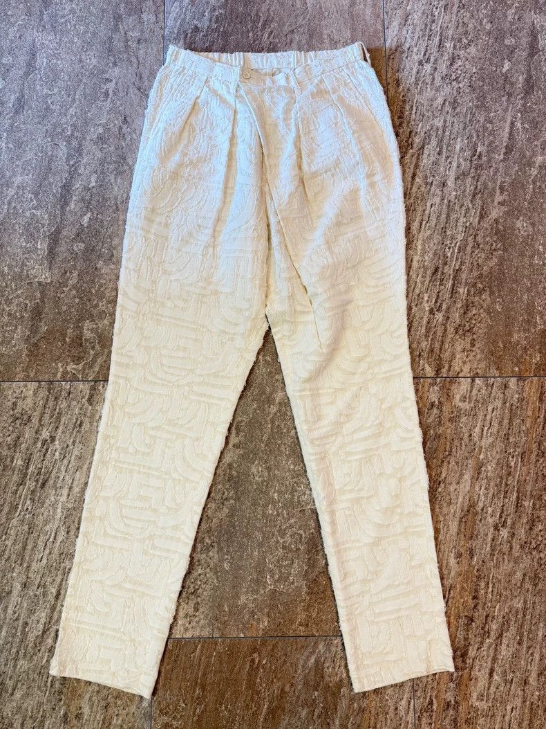 Issey Miyake Issey Miyake White jacquard fabric trousers Size US 32 / EU 48 - 1 Thumbnail